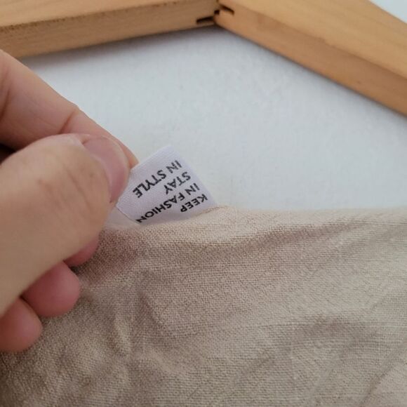 Anrabess Linen Blend Crop Top Beige Small Sleeveless - Picture 3 of 6